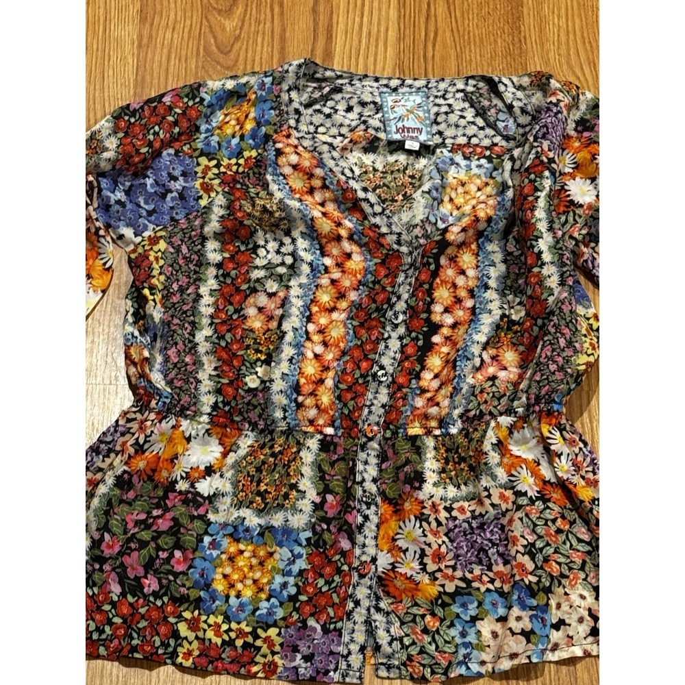 Johnny Was Floral Fawn Top Womens S Multicolor Blouse Boho Chic - Picture 4 of 4